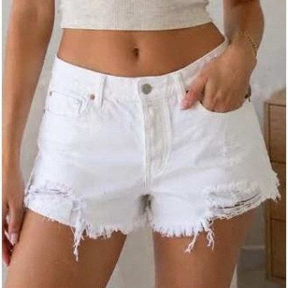 We The Free Distressed Denim Cutoff Shorts White US 30 Boho Festival